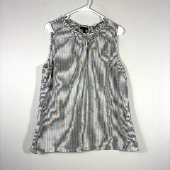 Talbots Grey and Tan Striped Tank Top with Subtle Glitter Embellishments XL - Picture 1 of 8